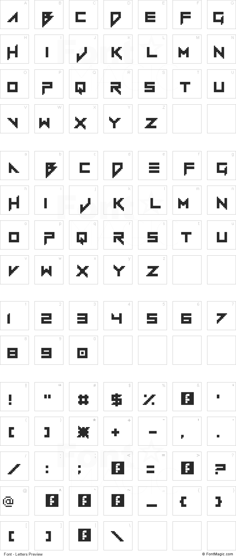 Vermin Vibes 1989 Font - All Latters Preview Chart